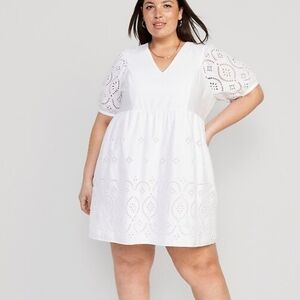 Old Navy White Eyelet Short Sleeve Dress